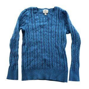 St. Johns Bay Mens Sweater Large Blue Cable Knit Pullover Crewneck Cozy Casual